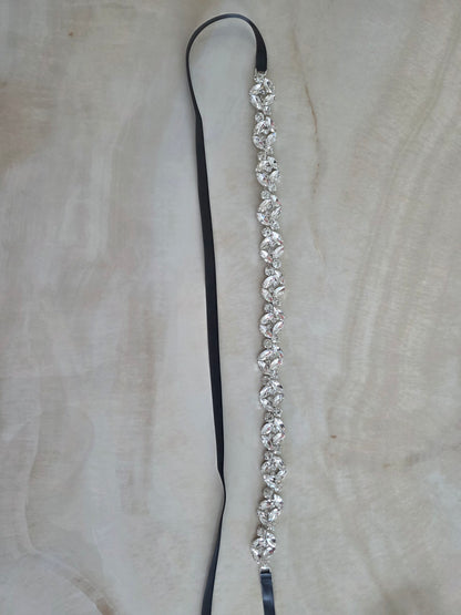 Ceinture bijou cristal – Élégance éclatante en noir ou blanc